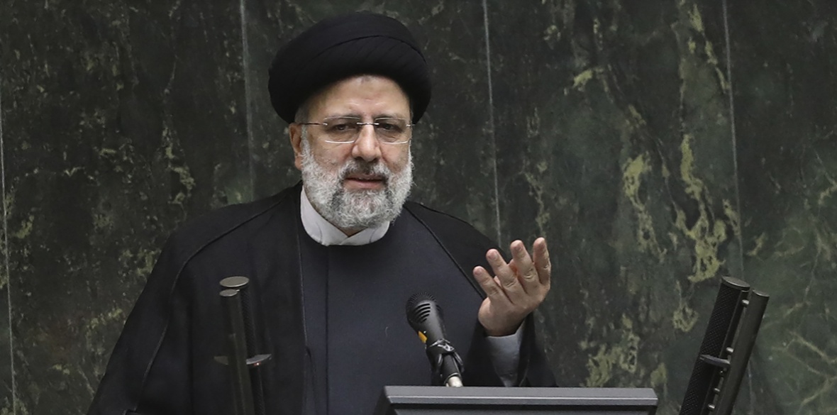 Iranian President Ebrahim Raisi speaks on his proposed ministers at the parliament, in Tehran, Iran, Saturday, August 21, 2021