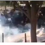 Iranian security forces firing tear gas to disperse a protest in the city of Bushehr, Bushehr province, south-west Iran, on 16 November 2019. Verified video footage from this protest showed that security forces used excessive force against peaceful protesters. © Private